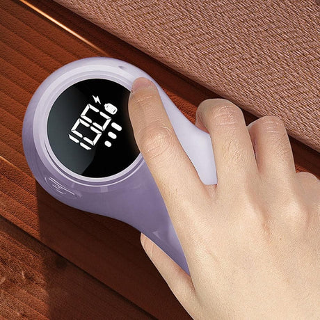 Rechargeable Electric Fur Remover Digital Display Fabric Shaver for Clothes Purple