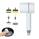 Set of 6 in 1 Handheld Electric Cleaning Brush USB Rechargeable Electric Dishwashing Brush Kitchen Cleaning Tool Green