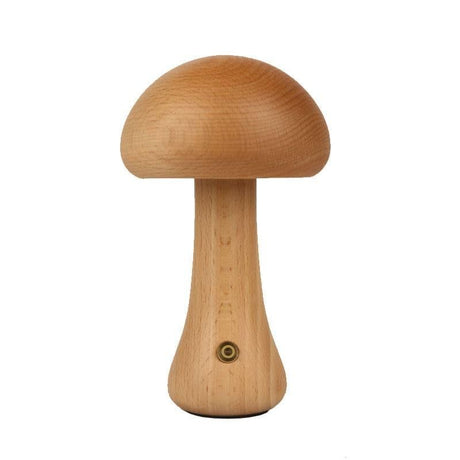 Cordless Wooden Mushroom Lamp Touch Dimmable Table Lamp Rechargeable Night Light