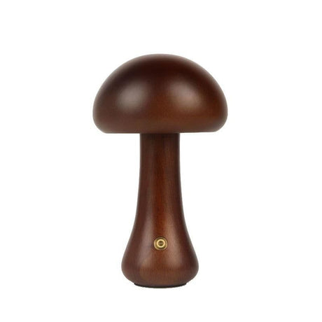 Cordless Wooden Mushroom Lamp Touch Dimmable Table Lamp Rechargeable Night Light