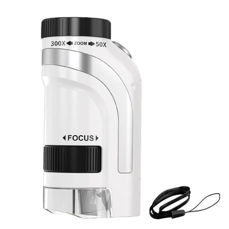 50X-300X Handheld Microscope with LED Lights Portable Pocket Zoom Silver
