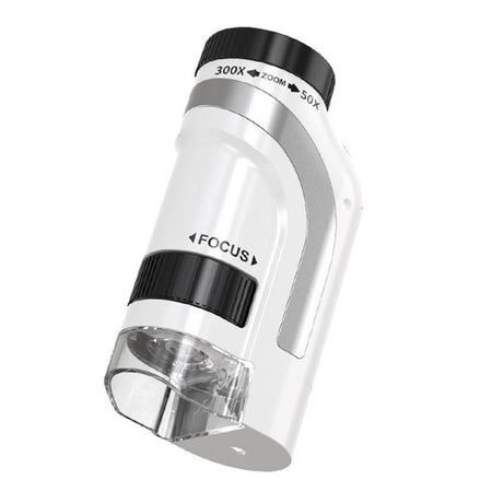 50X-300X Handheld Microscope with LED Lights Portable Pocket Zoom Silver
