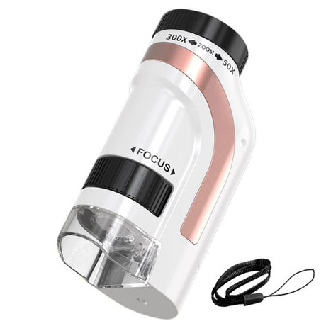 50X-300X Handheld Microscope with LED Lights Portable Pocket Zoom Silver