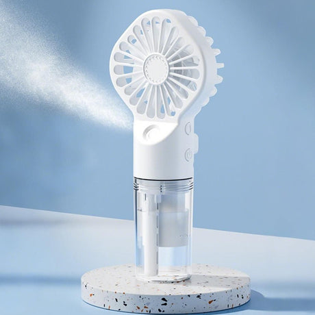 Handheld Misting Fan - Portable Rechargeable Spray Cooling Fan for Home & Office White
