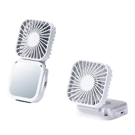 Mini Foldable Neck Hanging Fan Portable USB Rechargeable Personal Cooler White