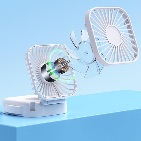 Mini Foldable Neck Hanging Fan Portable USB Rechargeable Personal Cooler White