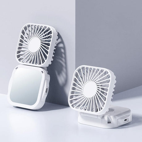 Mini Foldable Neck Hanging Fan Portable USB Rechargeable Personal Cooler White