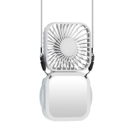 Mini Foldable Neck Hanging Fan Portable USB Rechargeable Personal Cooler White