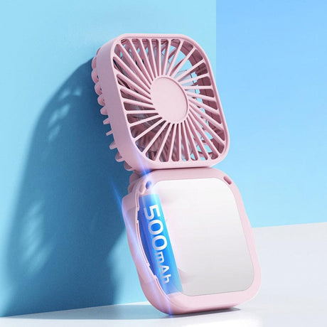 Mini Foldable Neck Hanging Fan Portable USB Rechargeable Personal Cooler Pink