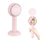 Mini Handheld Fan with LED Light Makeup Mirror Rechargeable Portable Fan Black