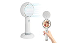Mini Handheld Fan with LED Light Makeup Mirror Rechargeable Portable Fan White