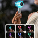 Mini Transparent Handheld Fan with LED Color Display and Rechargeable Battery White