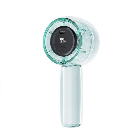 Mini Transparent Handheld Fan with LED Color Display and Rechargeable Battery Green