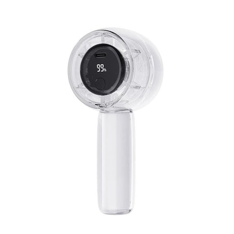 Mini Transparent Handheld Fan with LED Color Display and Rechargeable Battery Green