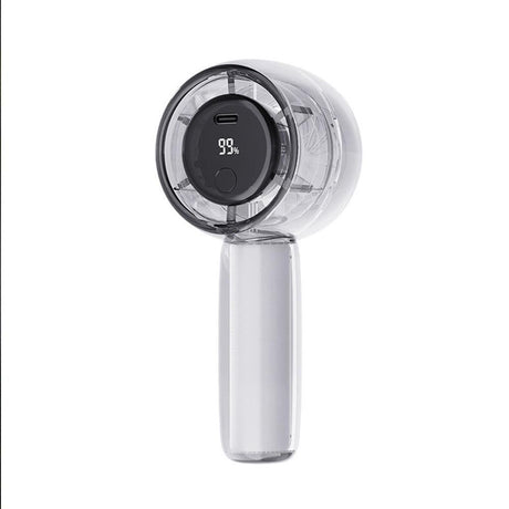 Mini Transparent Handheld Fan with LED Color Display and Rechargeable Battery Gray