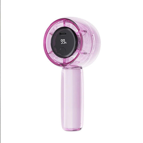 Mini Transparent Handheld Fan with LED Color Display and Rechargeable Battery Gray