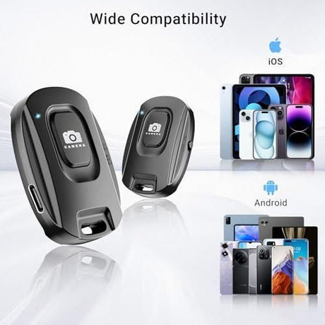 1 Pair Black Bluetooth Mobile Phone Camera Remote Control Rechargeable Shutter