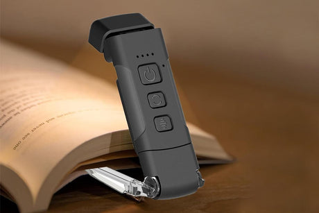 USB Rechargeable Book Light Bookmark Lamp with 3 Colors and 5 Brightness-Black
