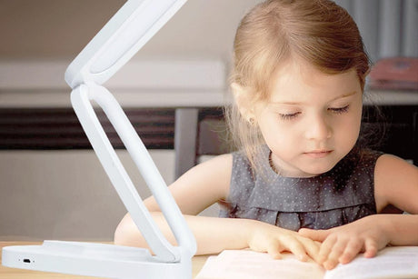 LED Desk Lamp Eye-Caring Foldable Desk Light Touch Control Reading Lamp-White