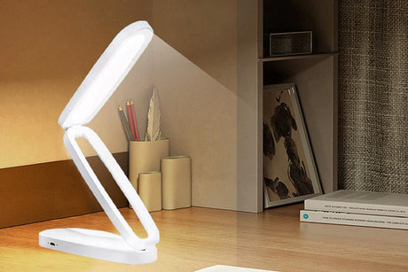 LED Desk Lamp Eye-Caring Foldable Desk Light Touch Control Reading Lamp-White
