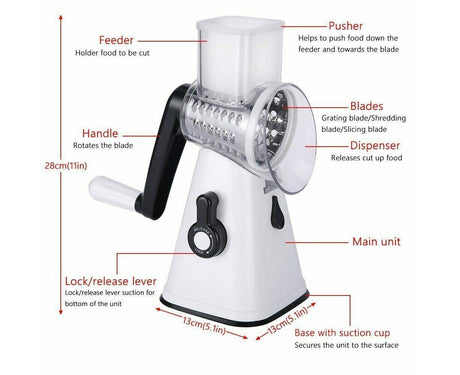 3-in-1 Vegetable Slicer Shredder Grater for Potato Onion Cucumber Carrot Chopper