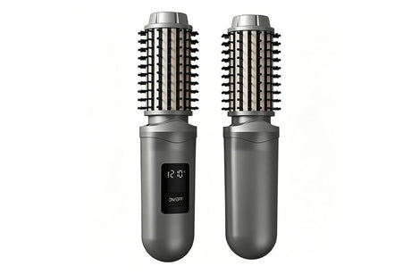2 in 1 Cordless Hair Straightener Brush Curling Iron with LCD Display-White
