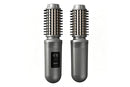 2 in 1 Cordless Hair Straightener Brush Curling Iron with LCD Display-Grey