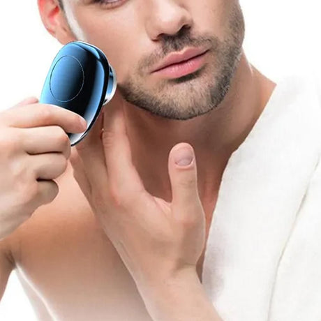 2pcs Mini Shaver Portable Electric Shaver Upgrade Rechargeable Pocket Razor for Men -Blue and Silver