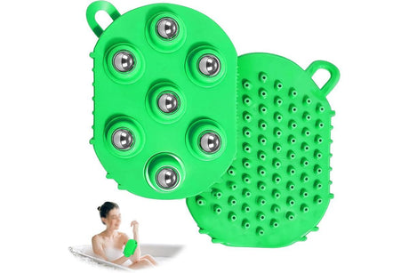 2Pcs Roller Ball Massager Glove Lymphatic Massage Muscle Release for Back-Green