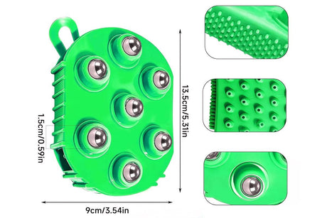 2Pcs Roller Ball Massager Glove Lymphatic Massage Muscle Release for Back-Green