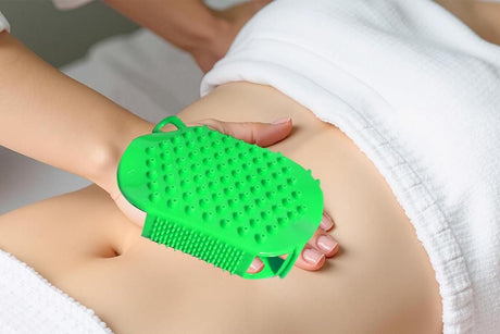 2Pcs Roller Ball Massager Glove Lymphatic Massage Muscle Release for Back-Green