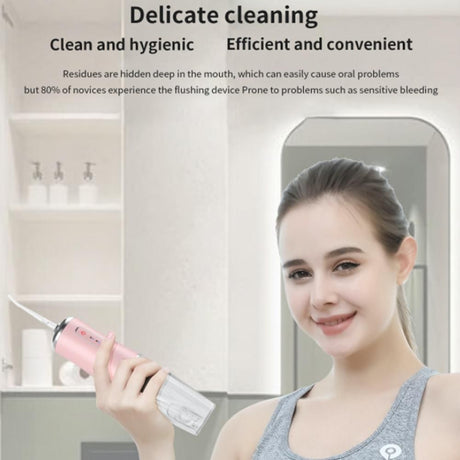 2pcs Water Dental Flosser Electric Water Cordless Cordless Teeth Cleaner for Home Travel -White and Pink