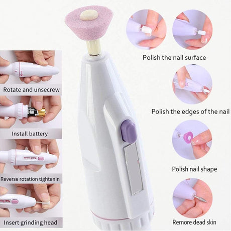 2 Sets Cordless Professional Manicure Pedicure Kit 5 in 1 Electric Nail Drill Machine