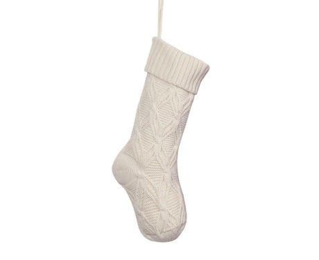 1Pc Xmas Stockings Knitted Hanging Socks-Ivory