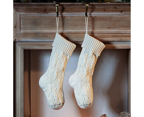 1Pc Xmas Stockings Knitted Hanging Socks-Ivory