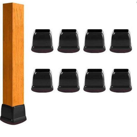 16pcs Silicone Chair Leg Floor Protectors Furniture Leg Feet Cup for Hardwood Floors with Wrapped Felt -Square brown