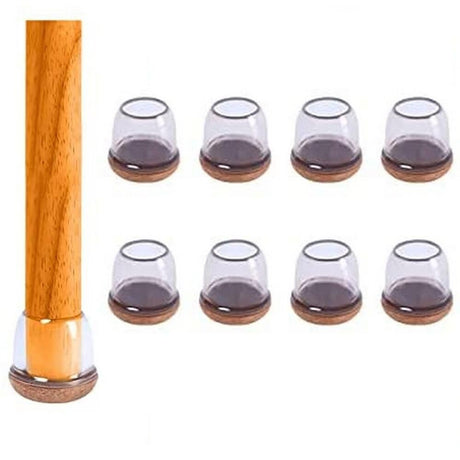 16pcs Silicone Chair Leg Floor Protectors Furniture Leg Feet Cup for Hardwood Floors with Wrapped Felt -Round transparent