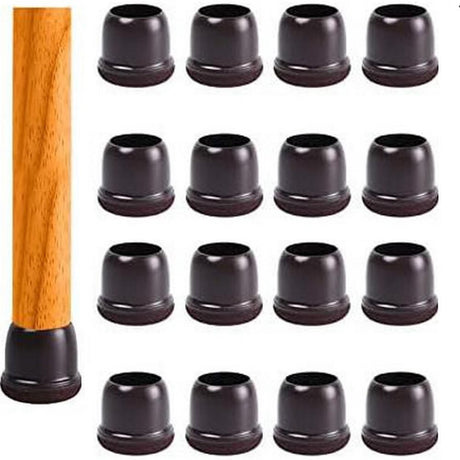 16pcs Silicone Chair Leg Floor Protectors Furniture Leg Feet Cup for Hardwood Floors with Wrapped Felt -Round transparent
