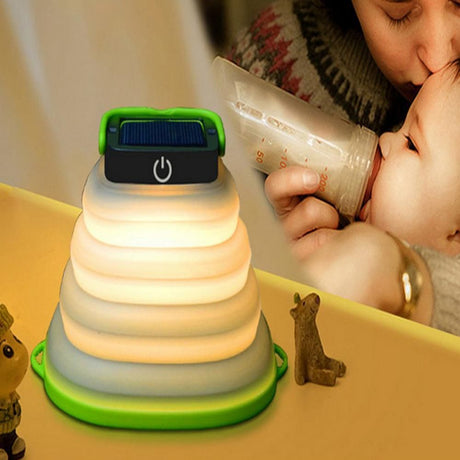 2Pcs Collapsiable Solar Lamp -Black and Green