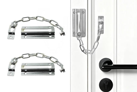2Pcs Door Security Chain Lock Door Chain Lock with 12 Screws for Wood Door-Silver