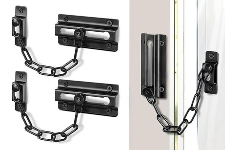 2Pcs Door Security Chain Lock Door Chain Lock with 12 Screws for Wood Door-Silver