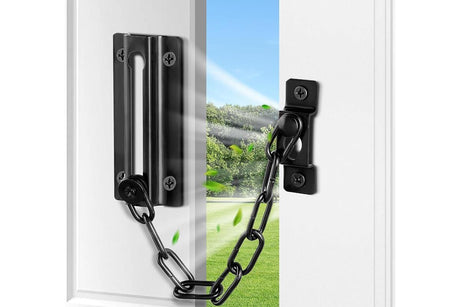 2Pcs Door Security Chain Lock Door Chain Lock with 12 Screws for Wood Door-Black
