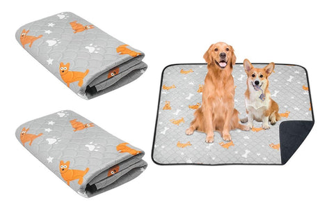 2Pcs Washable Pet Dog Training Pee Pad Reusable Absorbent Cushion Pet Pee Mat-Light Gray L