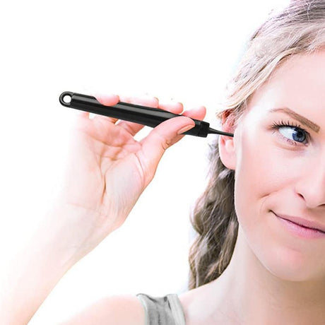 32pcs Ear Wax Remover Tool Reusable Spiral Ear Wax Remover Silicone Ear Cleaner for Adults Kids -Black and white