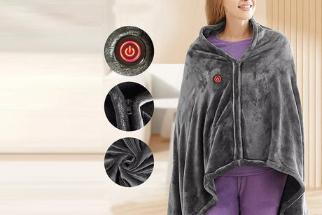 Heated Shawl Wraps for Women USB Wireless Heated Blanket with 3 Heating Levels