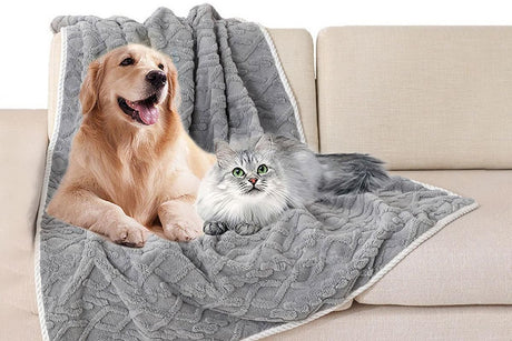 2pcs Pet Blanket for Couch Protection Water Resistance Cats Dogs Blanket for Furniture Protector-Grey S