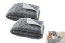 2pcs Pet Blanket for Couch Protection Water Resistance Cats Dogs Blanket for Furniture Protector-Grey L