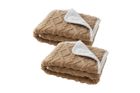 2pcs Pet Blanket for Couch Protection Water Resistance Cats Dogs Blanket for Furniture Protector-Khaki M