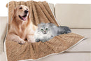 2pcs Pet Blanket for Couch Protection Water Resistance Cats Dogs Blanket for Furniture Protector-Khaki M