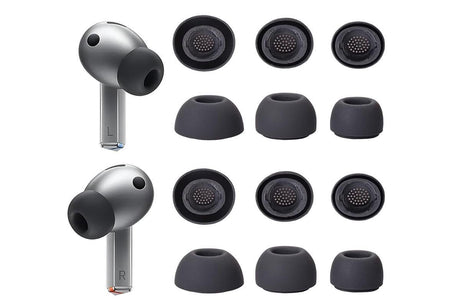 12Pcs Silicone Ear Tips for Samsung Galaxy Buds3 Pro Earbud Covers-Black